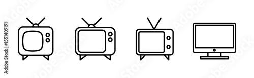 Tv icon set. television icon vector