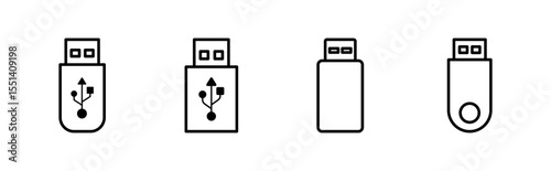 Usb icon set. Flash disk icon vector