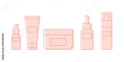 Abstract cosmetic tubes outline icons. Abstract tubes for beauty and skin care. Vector illustration
