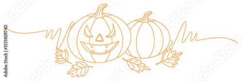 line art illustration pumpkin for a halloween day