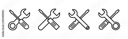 Repair tools icon set. tool icon vector. setting icon vector. Wrench and screwdriver. support, Service