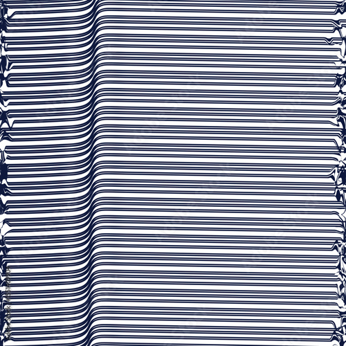 Striped horizontal art with vertical threshold or bend and noisy edges.