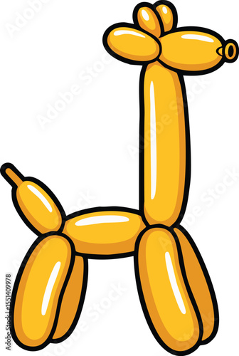 giraffe Cartoon balloon animal giraffe twister vector illustration. Flat design vector of a twisted balloon animal shaped like a giraffe in a playful cartoon style.