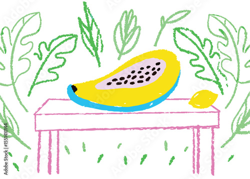 Hand-drawn cartoon vector illustration of a fresh apple in the garden, a healthy fruit design