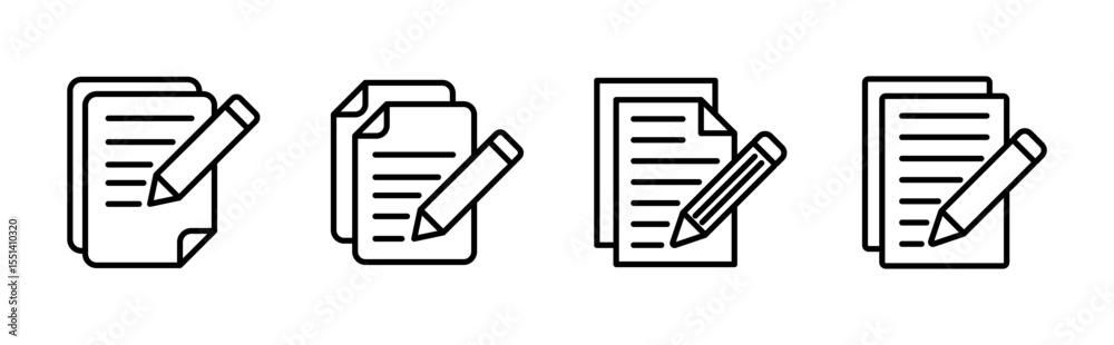 Note icon set. notepad icon vector. edit file. write icon Note icon set. notepad icon vector. edit file. write icon