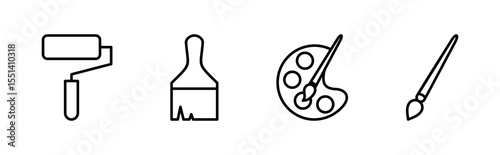 Paint icon set. paint brush icon vector. paint roller icon vector