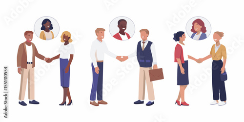 Diverse Businesspeople Shaking Hands Making Deals and Networking