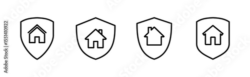 Home insurance icon set. home protection icon