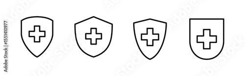Health insurance icon set. Insurance health document icon