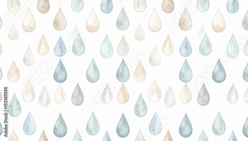 Pastel Watercolor Rain Drops Pattern