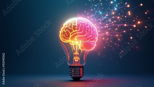 Brain power light bulb idea concept for creativity and innovation art