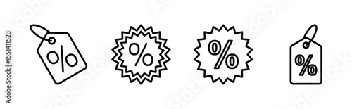 Discount icon set. Discount tag icon.