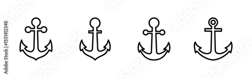 Anchor icon set. Anchor symbol logo. Anchor marine icon.