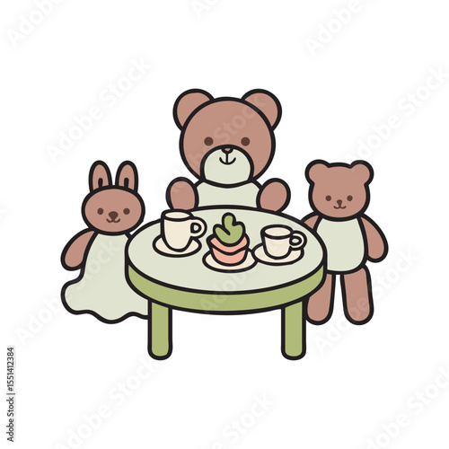 Little Girl Having A Toy Tea Party