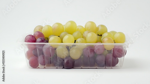 Grapes in a plastic punnet on white background