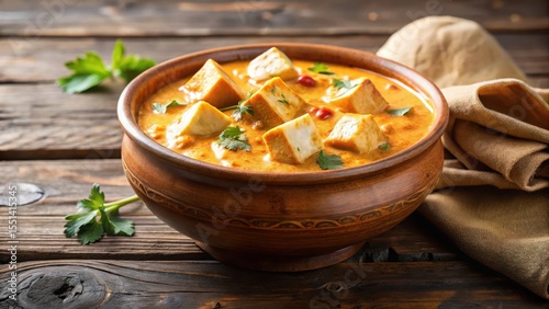Rich creamy shahi paneer dish served in a golden brown clay pot
