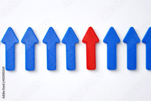 several blue arrows and one red arrow, the concept of team leadership