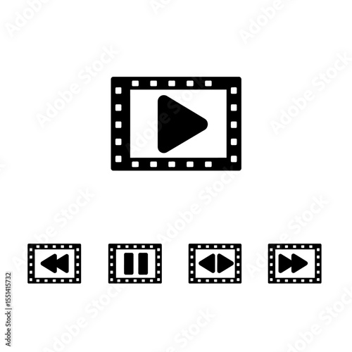 Shooting set icon. Film shooting, film player, old film, video, slideshow. Movie concept. vector illustration