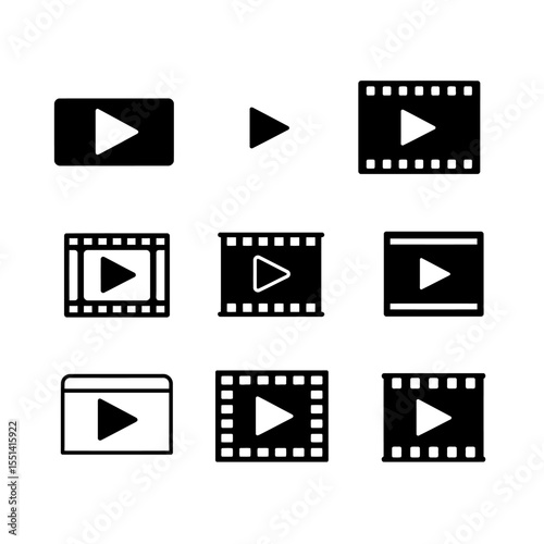 Shooting set icon. Film shooting, film player, old film, video, slideshow. Movie concept. vector illustration