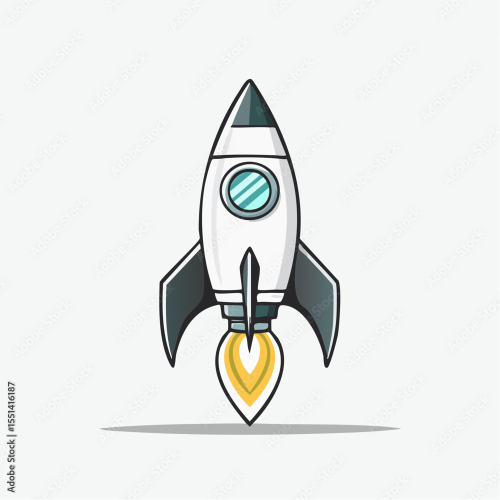 A vibrant cartoon rocket vector illustration depicts a technology launch and travel concept in space A vibrant cartoon rocket vector illustration depicts a technology launch and travel concept in space