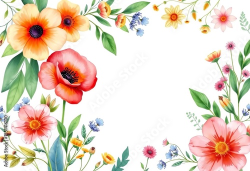 Festive watercolor wildflower & herb invitation template Perfect for birthdays & celebrations,  nature,  spring