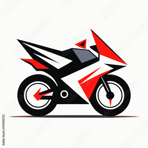 Modern Sport Motorcycle Vector Graphic Illustration in Red White Black and Gray