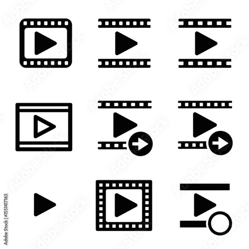 Shooting set icon. Film shooting, film player, old film, video, slideshow. Movie concept. vector illustration