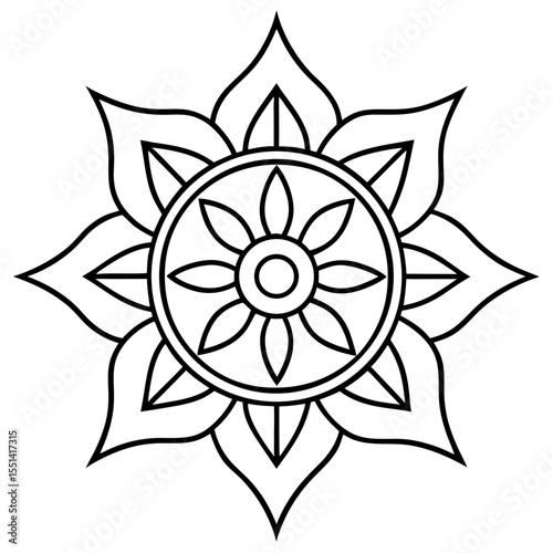 Minimal Rangoli Line Art Vector