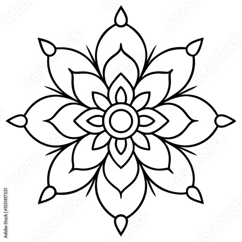 Minimal Rangoli Line Art Vector