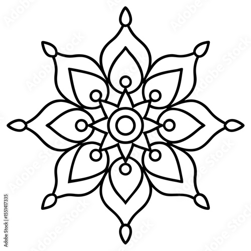 Minimal Rangoli Line Art Vector