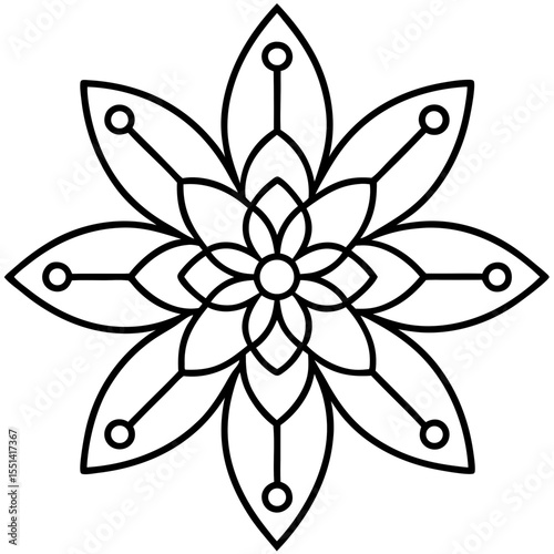 Minimal Rangoli Line Art Vector