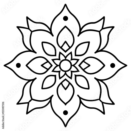 Minimal Rangoli Line Art Vector