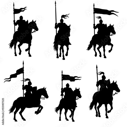 Cavalry Silhouette Vectors and Illustrations design. 
