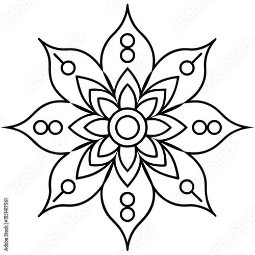 Minimal Rangoli Line Art Vector