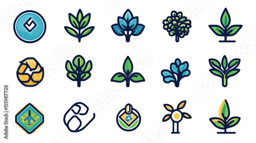 Carbon Footprint and Sustainability Icon Set Reducing Emissions and Climate Action, Climate Change