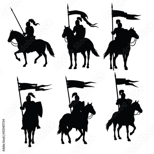 Cavalry Silhouette Vectors and Illustrations design. 