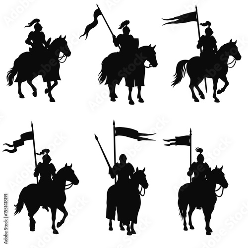 Cavalry Silhouette Vectors and Illustrations design. 