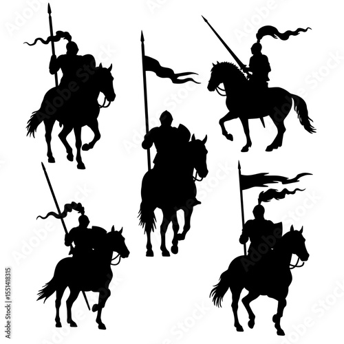 Cavalry Silhouette Vectors and Illustrations design. 