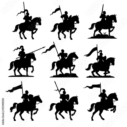 Cavalry Silhouette Vectors and Illustrations design. 