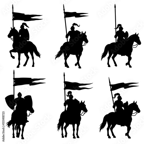 Cavalry Silhouette Vectors and Illustrations design. 