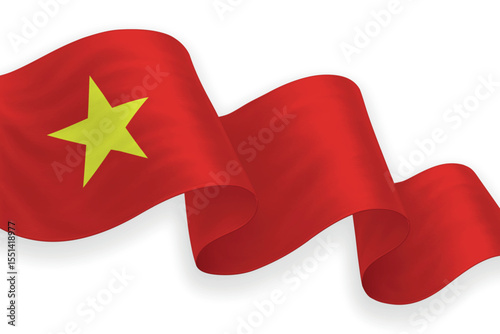 Vietnam national flag waving on white background