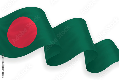 Bangladesh national flag waving on white background