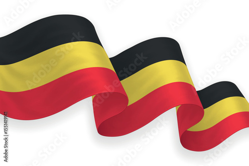 Belgium national flag waving on white background