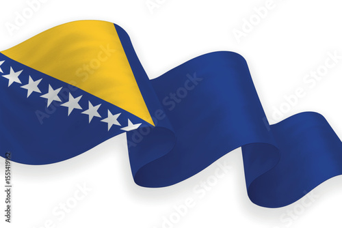 Bosnia national flag waving on white background