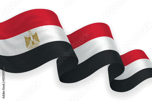 Egypt national flag waving on white background