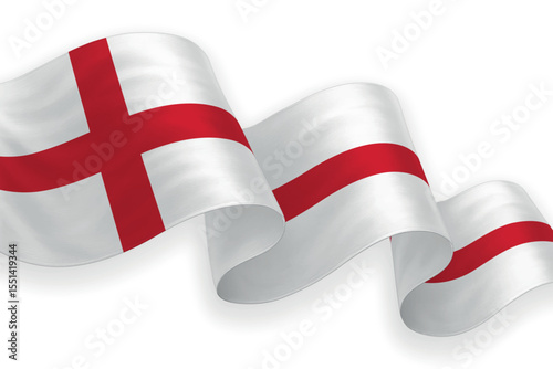 England national flag waving on white background