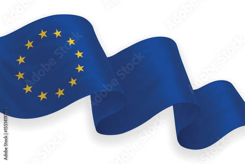 European Union national flag waving on white background