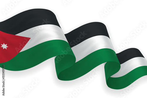 Jordan national flag waving on white background