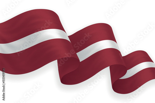 Latvia national flag waving on white background