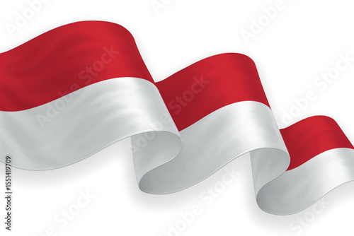 Monaco national flag waving on white background